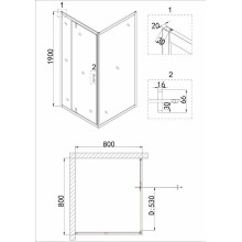 Душевой уголок Niagara Nova 80х80 NG-0280-08 BLACK профиль Черный стекло прозрачное