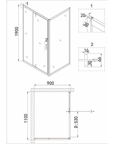 Душевой уголок Niagara Nova 110х90 NG-83-11AB-A90B профиль Черный стекло прозрачное