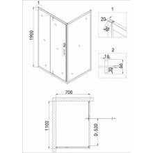 Душевой уголок Niagara Nova 110х70 NG-83-11AB-A70B профиль Черный стекло прозрачное