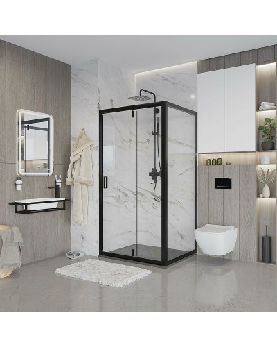 Душевой уголок Niagara Nova 110х80 NG-83-11AB-A80B профиль Черный стекло прозрачное