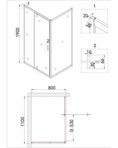 Душевой уголок Niagara Nova 110х80 NG-83-11AB-A80B профиль Черный стекло прозрачное