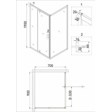 Душевой уголок Niagara Nova 90х70 NG-83-9AB-A70B профиль Черный стекло прозрачное