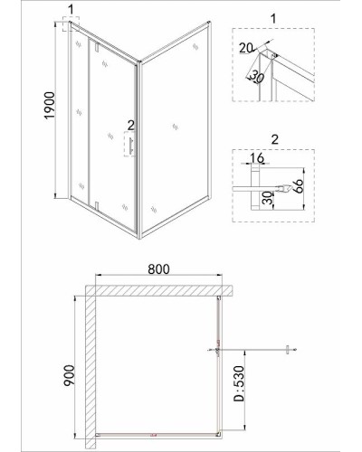 Душевой уголок Niagara Nova 90х80 NG-63-9A-A80 профиль Хром стекло прозрачное