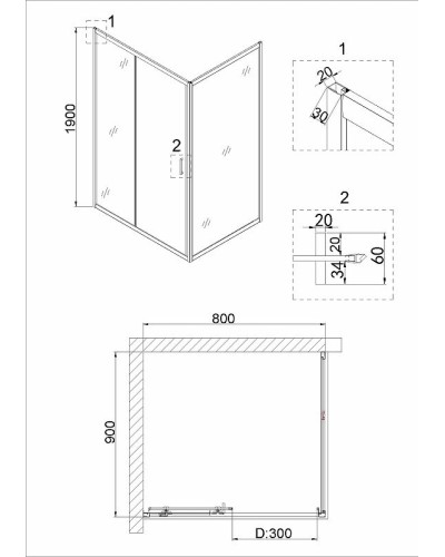 Душевой уголок Niagara Nova 80х90 NG-62-8A-A90 профиль Хром стекло прозрачное