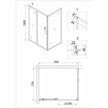 Душевой уголок Niagara Nova 90х70 NG-62-9A-A70 профиль Хром стекло прозрачное