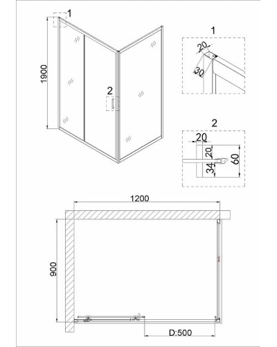 Душевой уголок Niagara Nova 120х90 NG-62-12A-A90 профиль Хром стекло прозрачное