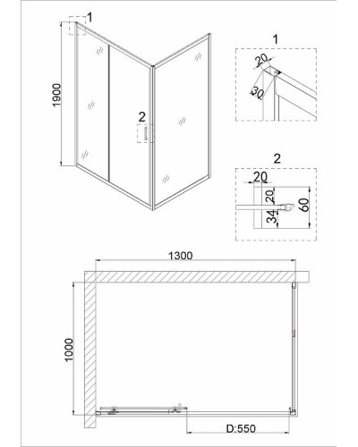 Душевой уголок Niagara Nova 130х100 NG-82-13AB-A100B профиль Черный стекло прозрачное