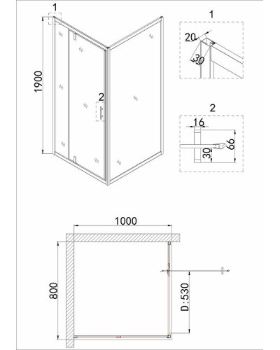 Душевой уголок Niagara Nova 80х100 NG-63-8A-A100 профиль Хром стекло прозрачное