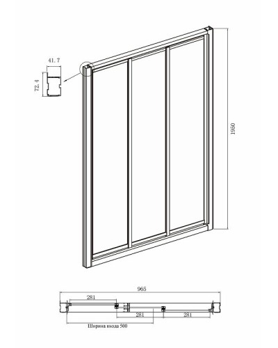 Душевой уголок Ambassador Forsa 100х70 17021101NX-70NX профиль Хром стекло прозрачное