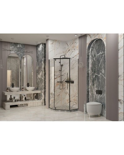 Душевой уголок Ambassador Ritz 100х100 112011203 профиль Черный стекло прозрачное