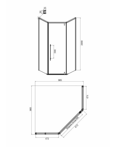 Душевой уголок Ambassador Ritz 100х100 112011203 профиль Черный стекло прозрачное