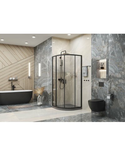 Душевой уголок Ambassador Kingston 80х80 14011206 профиль Черный стекло прозрачное