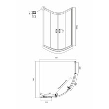 Душевой уголок Ambassador Kingston 80х80 14011206 профиль Черный стекло прозрачное