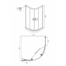 Душевой уголок Ambassador Kingston 100х100 14011205 профиль Черный стекло прозрачное