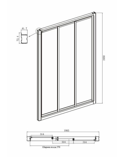 Душевой уголок Ambassador Forsa 110х90 17021102NX-90NX профиль Хром стекло прозрачное
