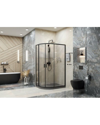 Душевой уголок Ambassador Kingston 100х90 14011207 профиль Черный стекло прозрачное