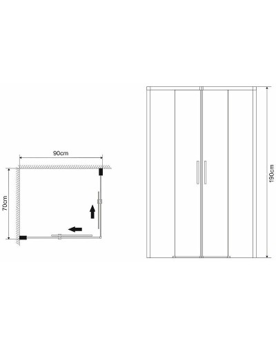 Душевой уголок Grossman Fly 70х90 GR-7090Fl профиль Хром стекло прозрачное