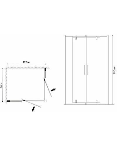 Душевой уголок Grossman Forta 120х80 GR-1280RFo профиль Хром стекло прозрачное