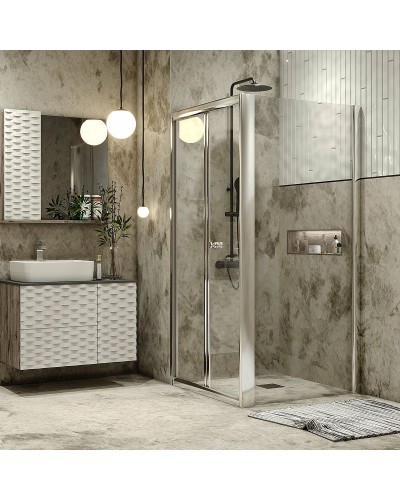 Душевой уголок Grossman Alba 80х80 GR-8080Al2 профиль Хром стекло прозрачное