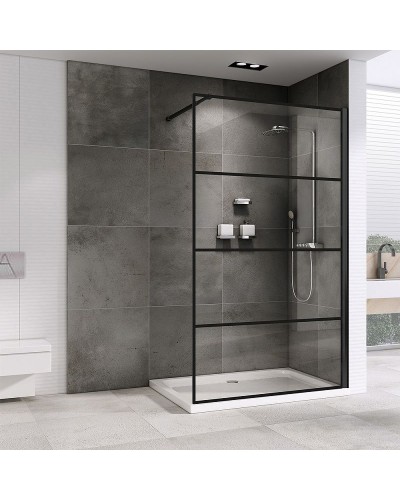 Душевая перегородка Abber Immer Offen 100 AG65100B профиль Черный стекло прозрачное