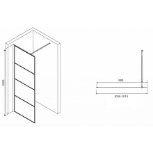 Душевая перегородка Abber Immer Offen 100 AG65100B профиль Черный стекло прозрачное