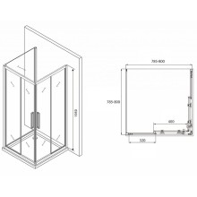 Душевой уголок Abber Schwarzer Diamant 80x80 AG02080BH-S80Bб профиль Черный стекло прозрачное