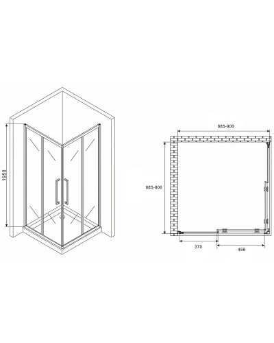 Душевой уголок Abber Schwarzer Diamant 90x90 AG02090H профиль Хром стекло прозрачное