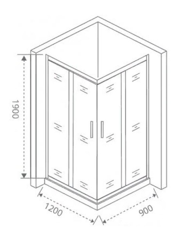 Душевой уголок Good Door Cofe CR-120-90-C-B 120x90 КФ00009 профиль Черный стекло прозрачное