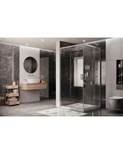 Душевой уголок Ambassador Kingston 80x80 14011119 профиль Хром стекло прозрачное