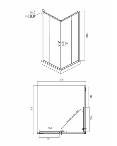 Душевой уголок Ambassador Kingston 80x80 14011119 профиль Хром стекло прозрачное
