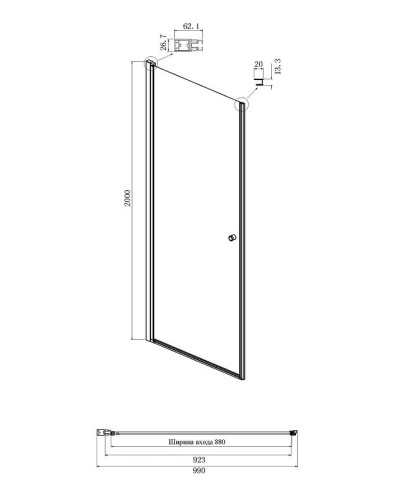 Душевой уголок Ambassador Elysium 100x90 111011111CX-90CX профиль Хром стекло прозрачное