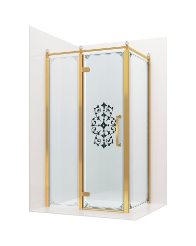 Душевой уголок Ambassador Royal 120x80 18015310-L профиль Золото стекло прозрачное с рисунком