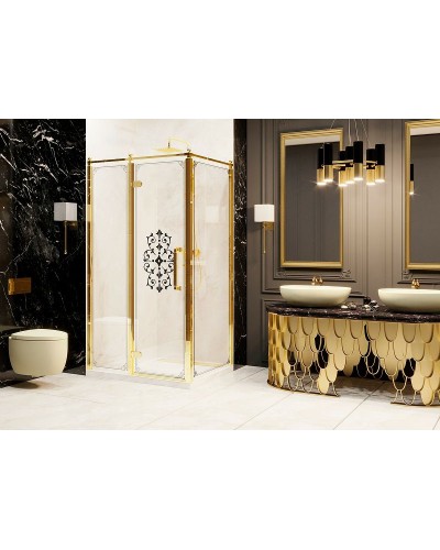 Душевой уголок Ambassador Royal 120x80 18015310-L профиль Золото стекло прозрачное с рисунком