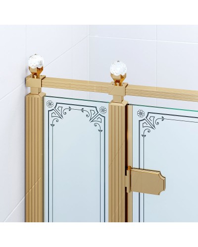Душевой уголок Ambassador Royal 120x80 18015310-L профиль Золото стекло прозрачное с рисунком