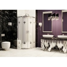 Душевой уголок Ambassador Royal 90x90 18015106 профиль Хром стекло белое с рисунком