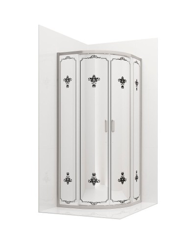 Душевой уголок Ambassador Royal 100x100 18015105 профиль Хром стекло белое с рисунком