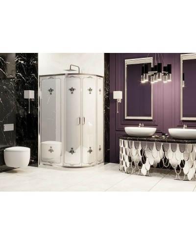 Душевой уголок Ambassador Royal 120x80 18015101 профиль Хром стекло белое с рисунком