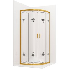 Душевой уголок Ambassador Royal 90x90 18015306 профиль Золото стекло белое с рисунком