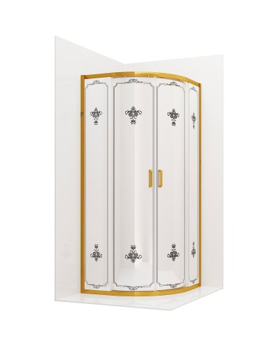 Душевой уголок Ambassador Royal 90x90 18015306 профиль Золото стекло белое с рисунком