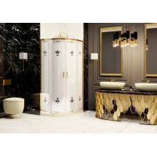 Душевой уголок Ambassador Royal 90x90 18015306 профиль Золото стекло белое с рисунком