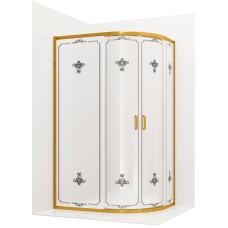 Душевой уголок Ambassador Royal 120x80 18015301 профиль Золото стекло белое с рисунком