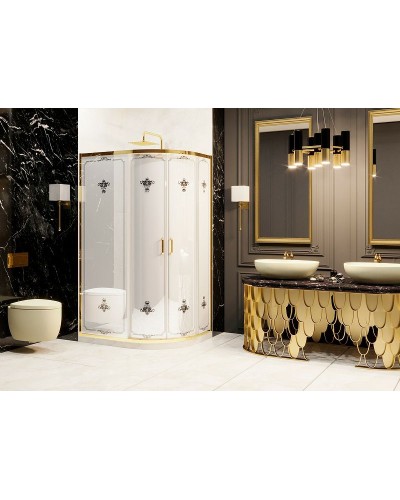 Душевой уголок Ambassador Royal 120x80 18015301 профиль Золото стекло белое с рисунком