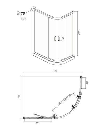 Душевой уголок Ambassador Royal 120x80 18015301 профиль Золото стекло белое с рисунком