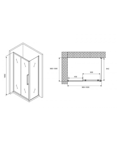 Душевой уголок Abber Schwarzer Diamant 100x100 AG30100H-S100 профиль Хром стекло прозрачное