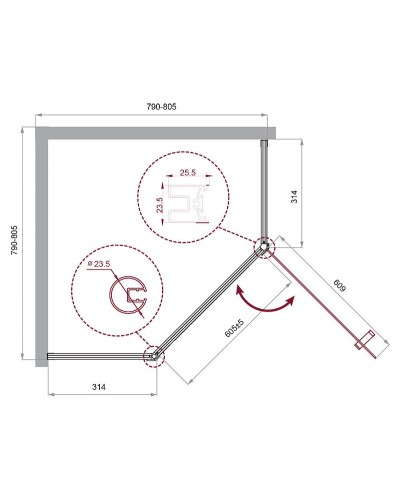 Душевой уголок BelBagno Uno 80х80 UNO-195-P-1-80-C-Cr профиль Хром стекло прозрачное