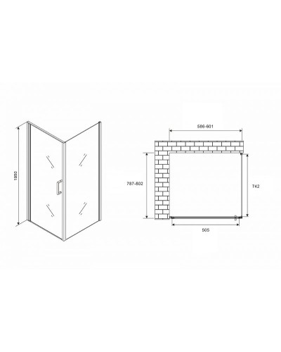 Душевой уголок Abber Sonnenstrand 60x80 AG04060-S80 профиль Хром стекло прозрачное