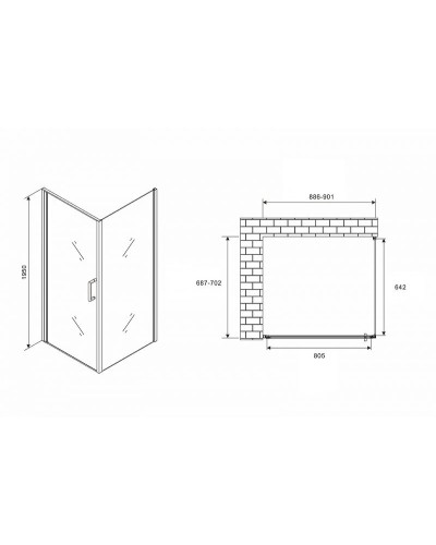 Душевой уголок Abber Sonnenstrand 90x70 AG04090-S70 профиль Хром стекло прозрачное