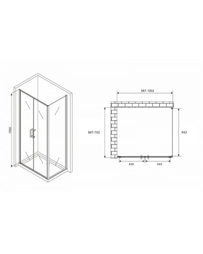 Душевой уголок Abber Sonnenstrand 100x70 AG04100C-S70 профиль Хром стекло прозрачное