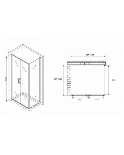 Душевой уголок Abber Sonnenstrand 100x100 AG04100C-S100 профиль Хром стекло прозрачное