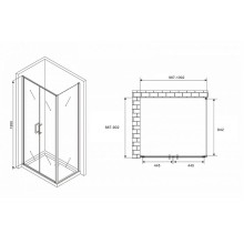 Душевой уголок Abber Sonnenstrand 100x90 AG04100BC-S90B профиль Черный стекло прозрачное